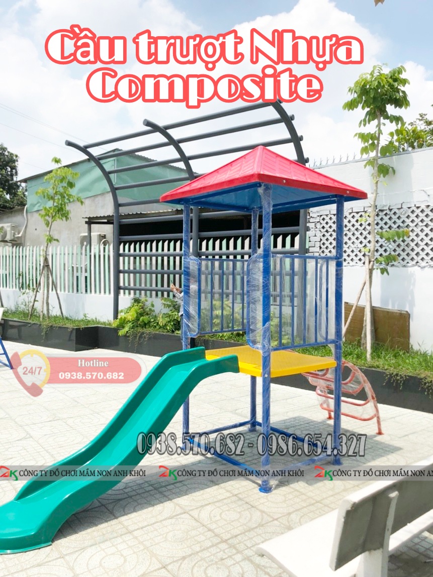 Cầu trượt máng đơn có mái 028