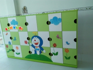 Tủ cặp dép 21 ô trắng xanh