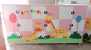 Tủ đựng balo 21 ô màu hồng