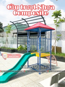 Cầu trượt máng đơn có mái 028